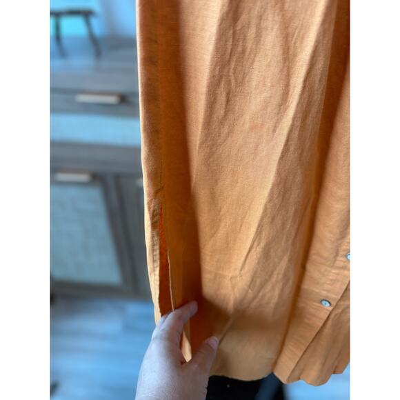 Grae Cove Blair Linen Button-Front Cap Sleeve Maxi Dress Orange Womens Sze Small - Picture 5 of 11